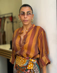 Camicia marrone/giallo