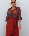 Camicia colletto con bottone coccio/marrone
