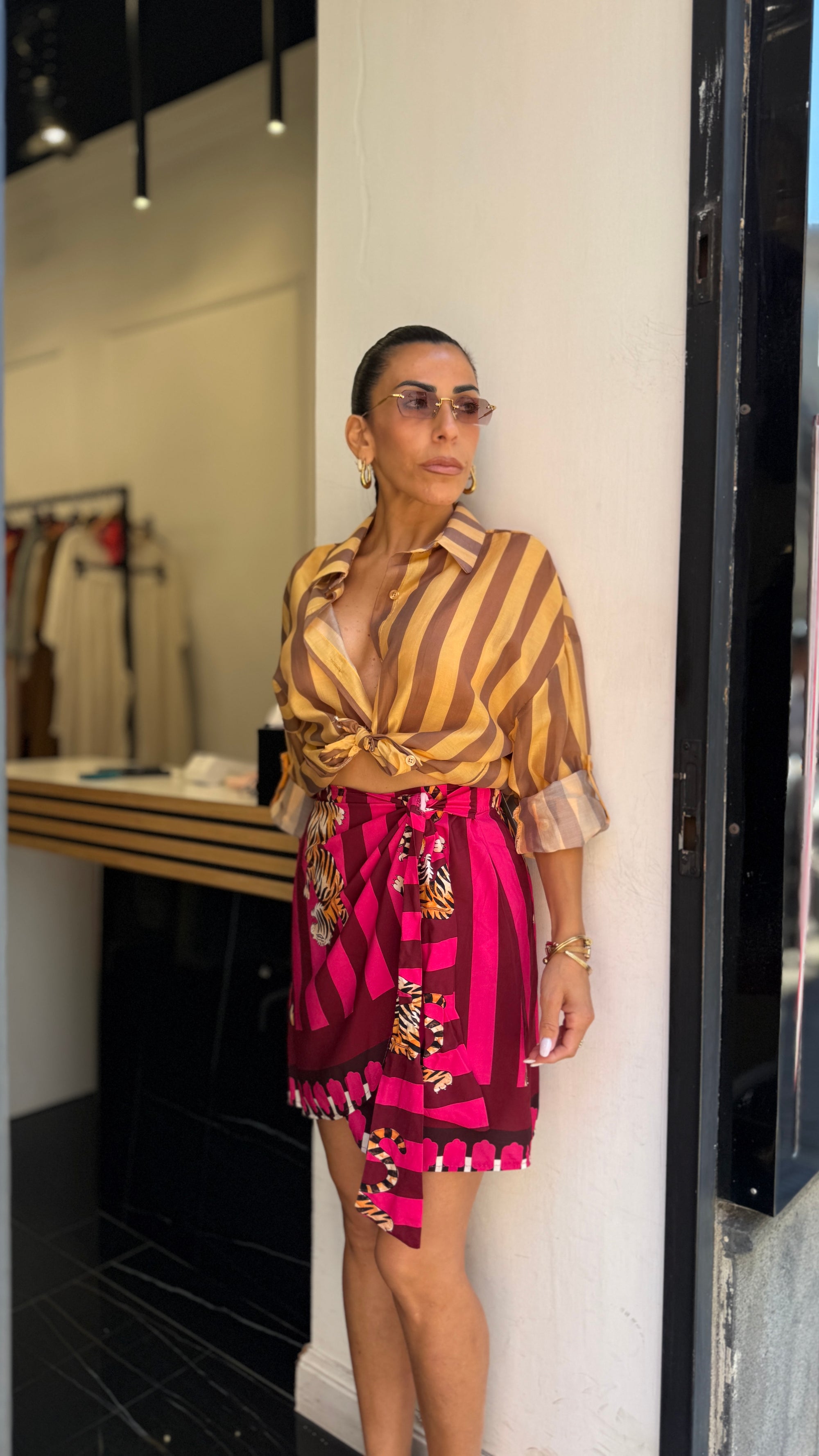 Camicia giallo/marrone