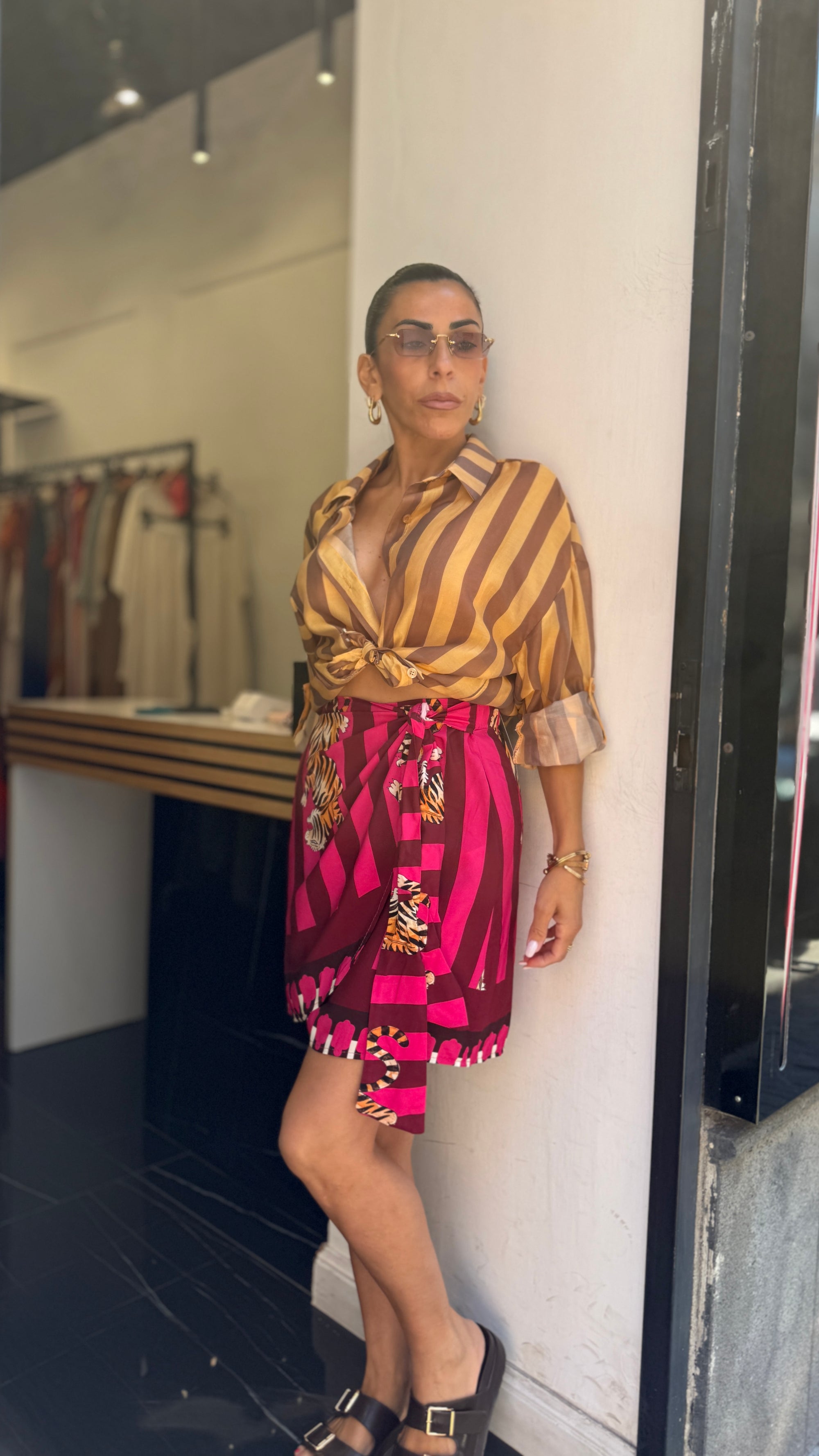Camicia giallo/marrone