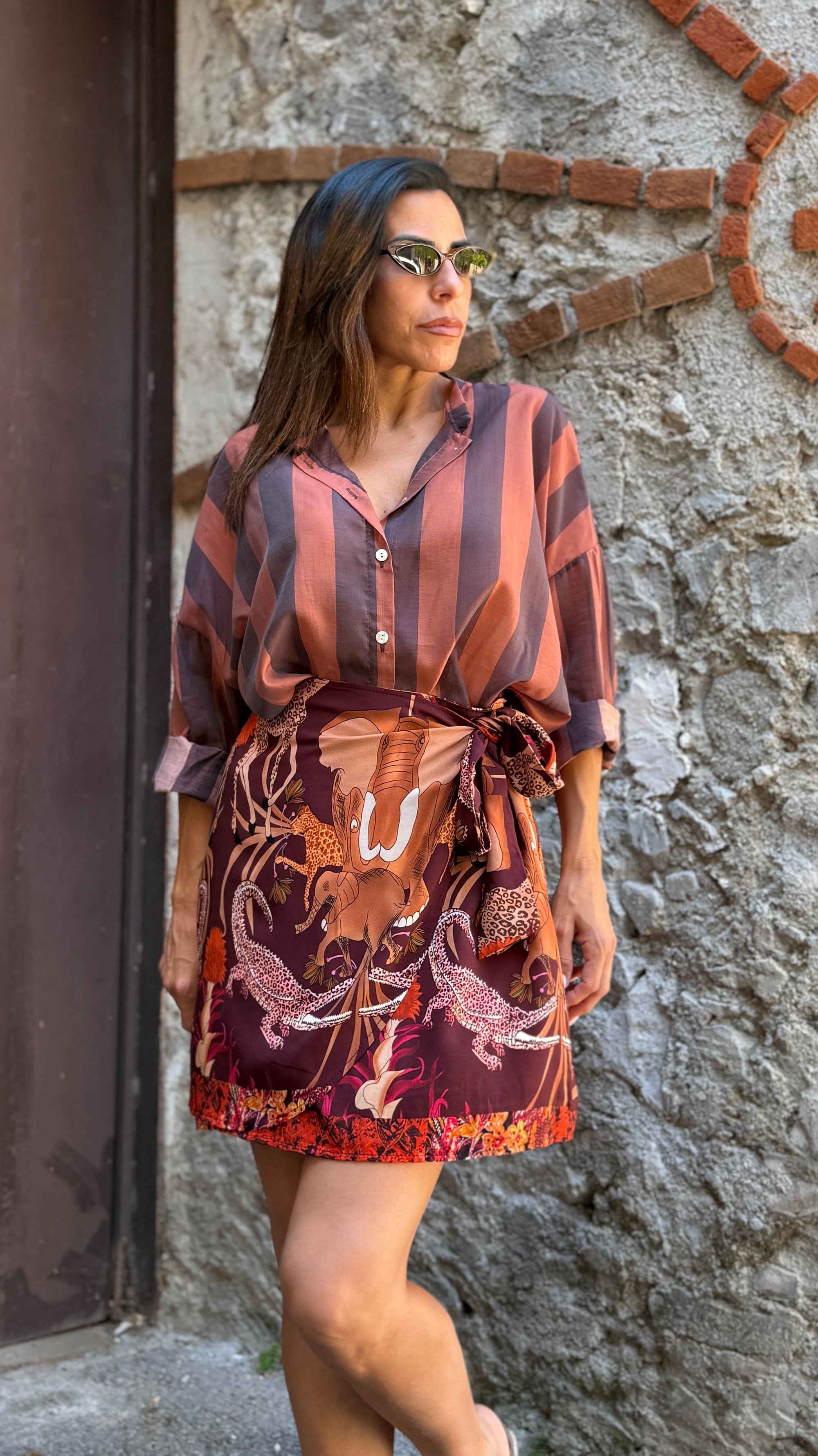 Camicia coreana marrone/ruggine