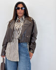 Biker ecopelle crop 7151-2