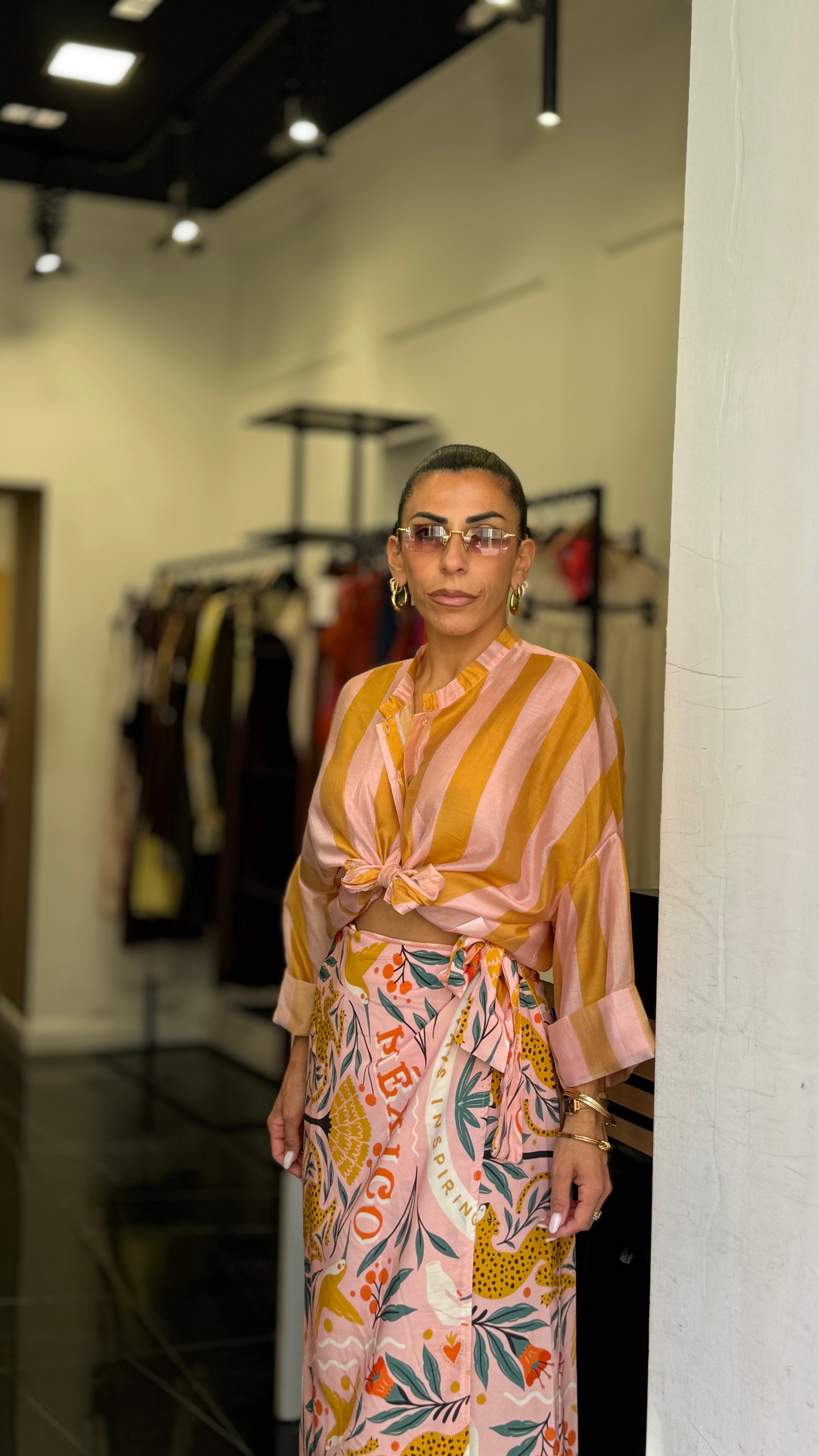 Camicia rosa/giallo