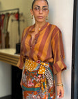 Camicia marrone/giallo