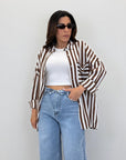 Camicia a righe in viscosa 80636